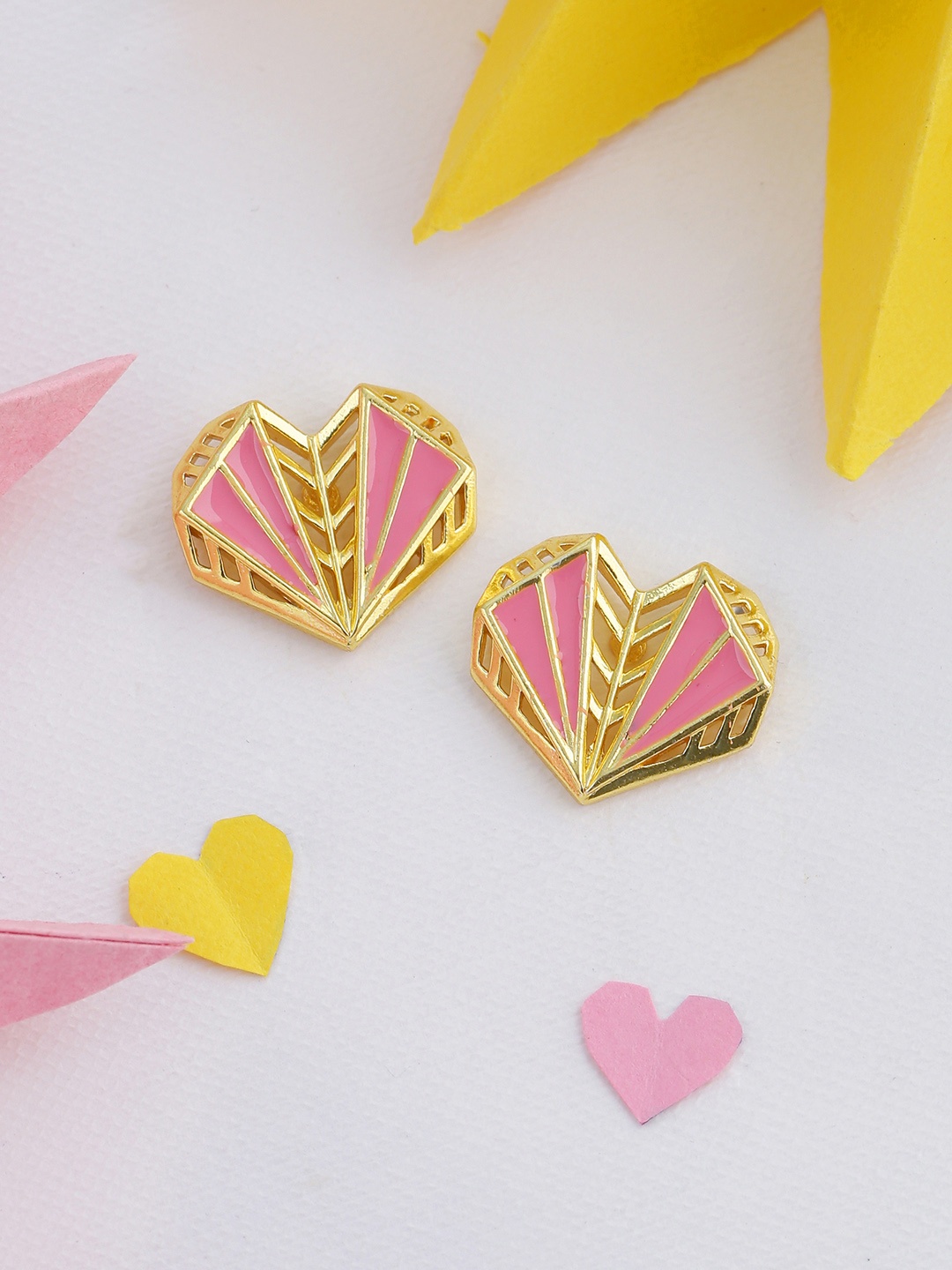 

Voylla Gold-Plated & Pink Quirky Studs