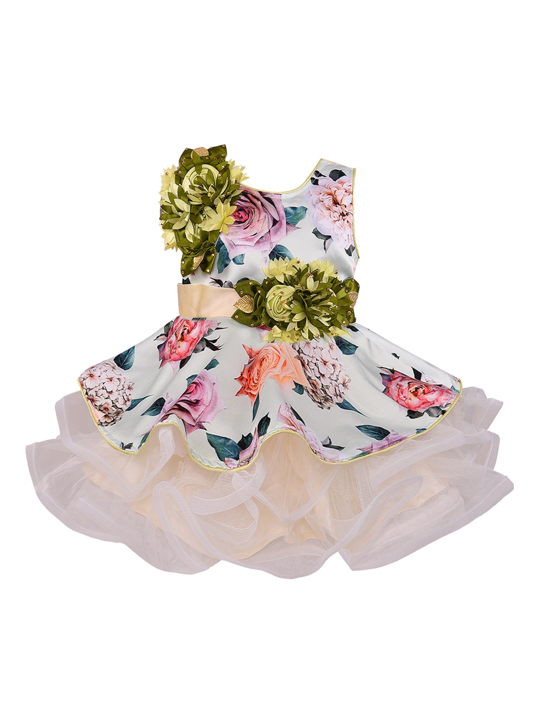 

Wish Karo Girls Green & White Printed Fit and Flare Dress
