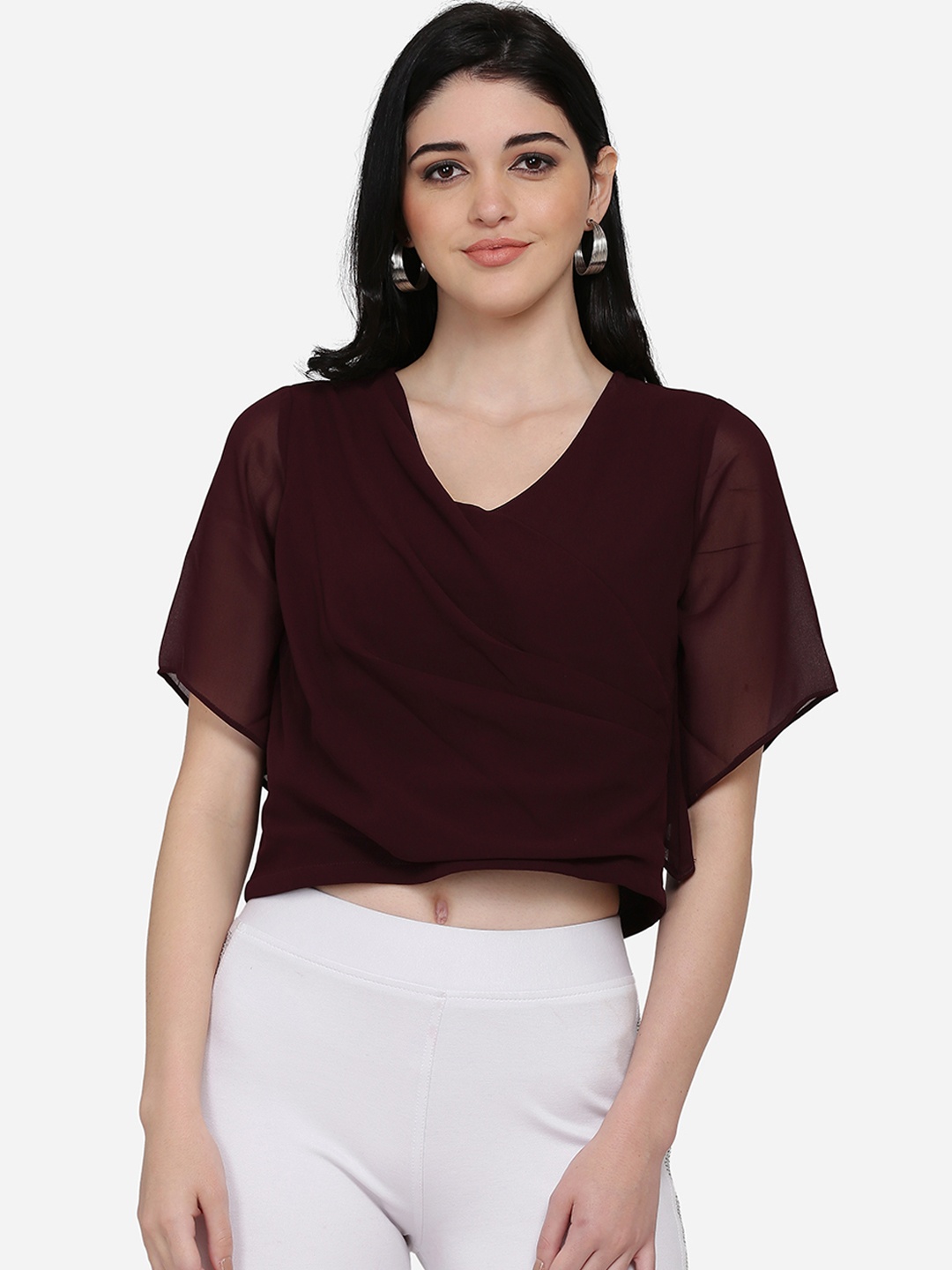 

Eavan Women Burgundy Solid Crop Top