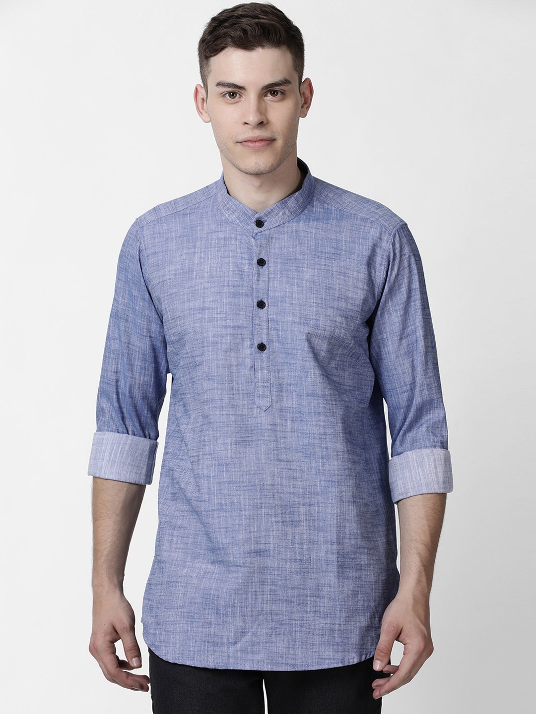 

Cross Court Men Blue Solid Straight Kurta