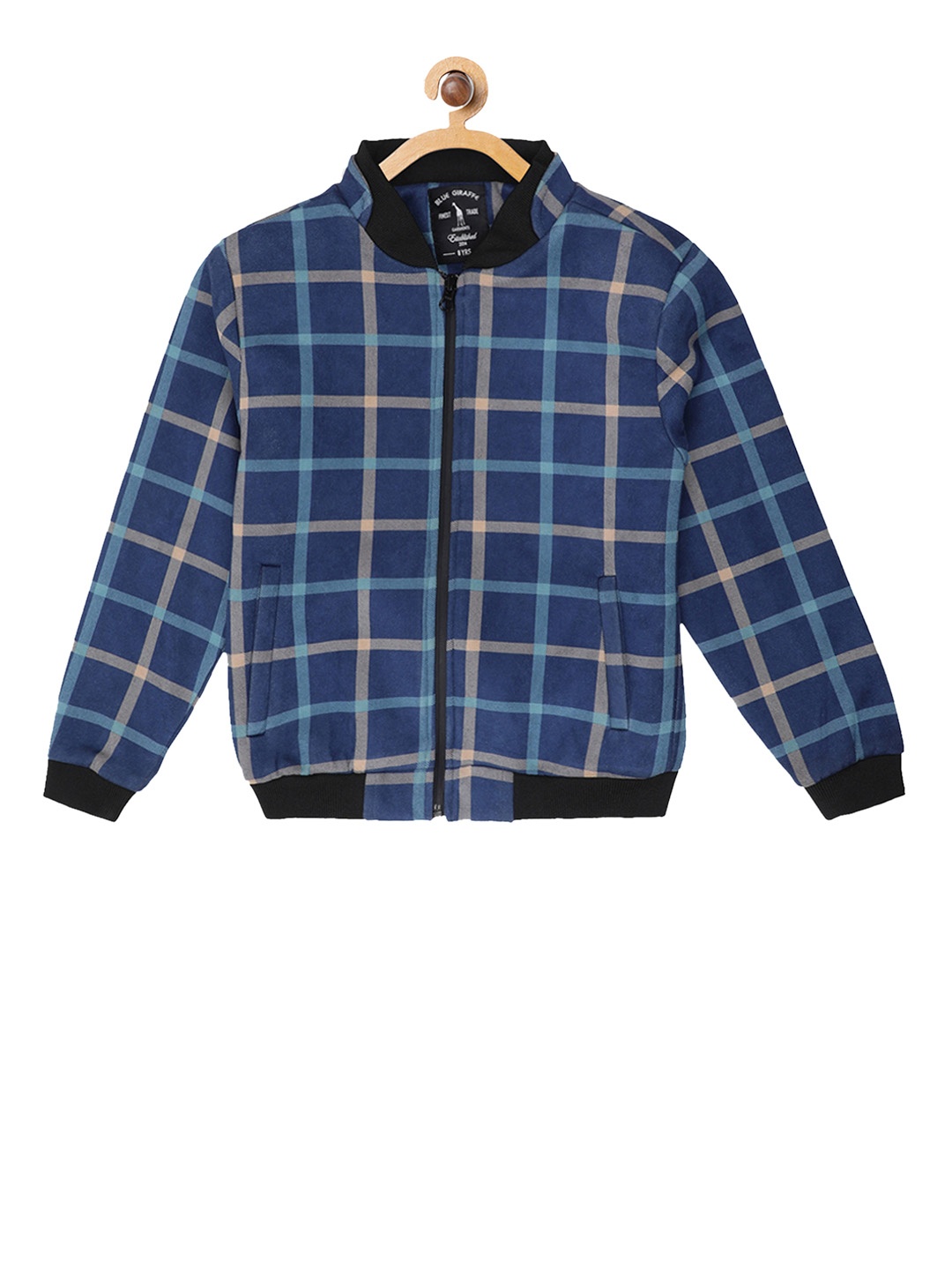 

Blue Giraffe Boys Blue & Beige Checked Bomber