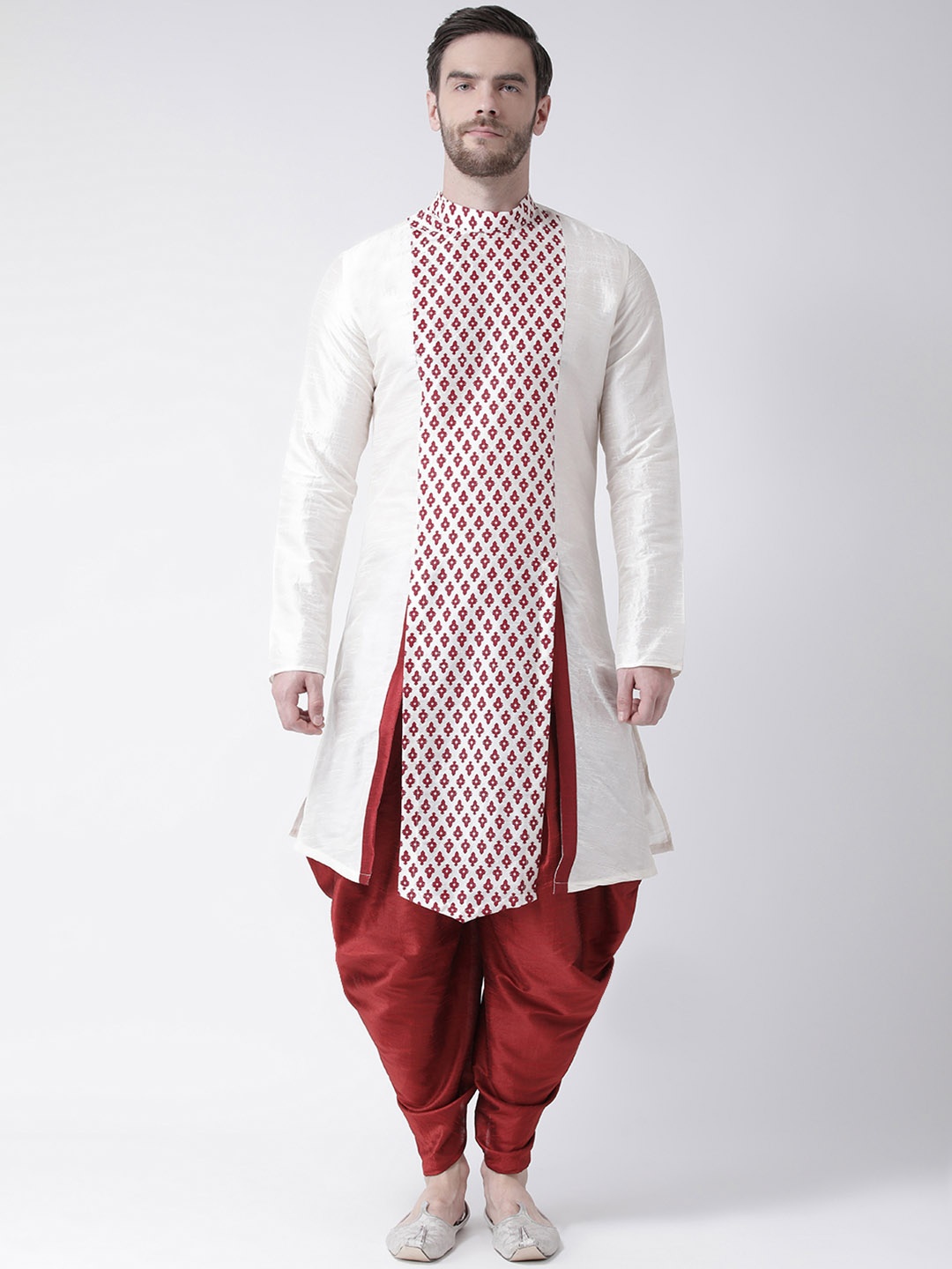

DEYANN Men Off-White Printed Straight Kurta