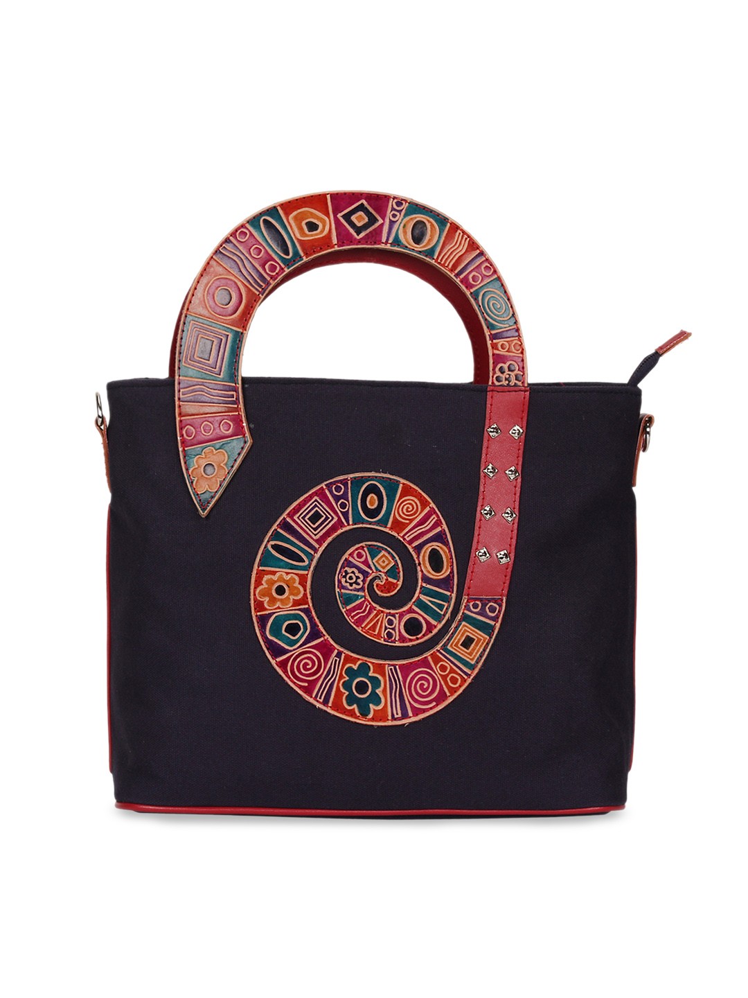 

Anekaant Purple & Red Printed Handheld Bag