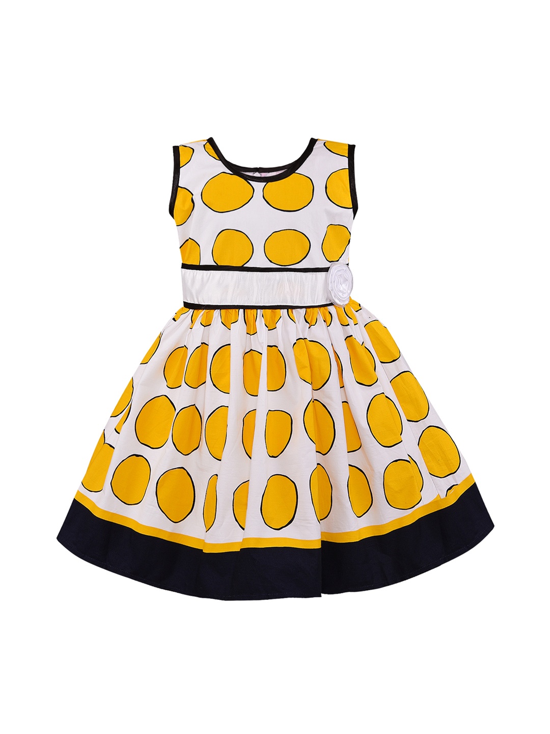 

Wish Karo Girls Yellow & White Printed Fit and Flare Dress