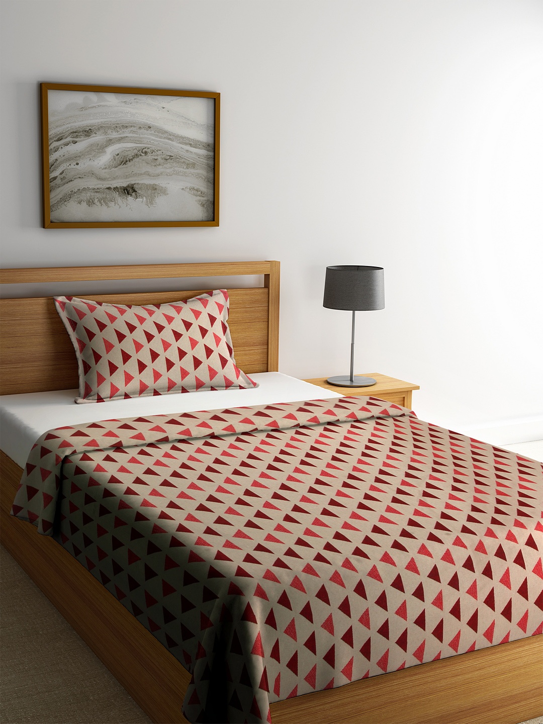 

Soumya Maroon & Beige Printed Single Bed Cover With 1 Pillow Cover