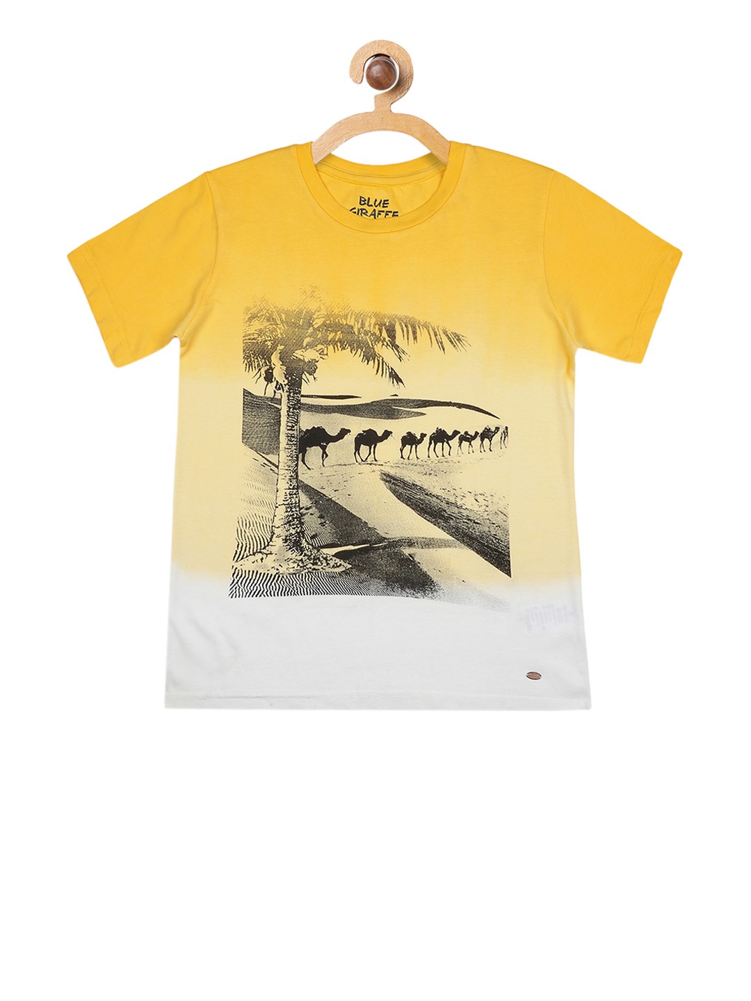 

Blue Giraffe Boys White Printed Round Neck T-shirt