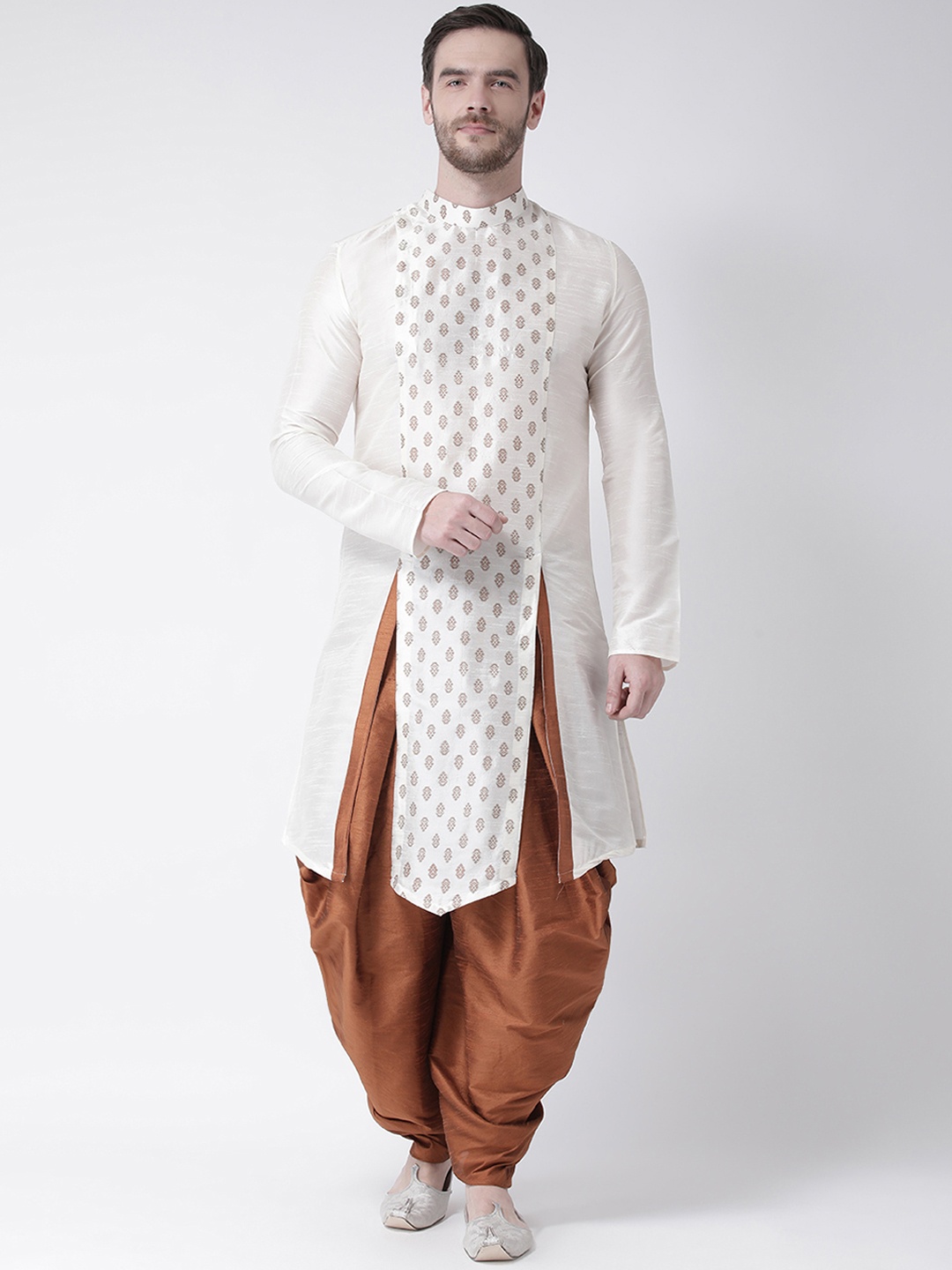 DEYANN Men White Printed Straight Kurta