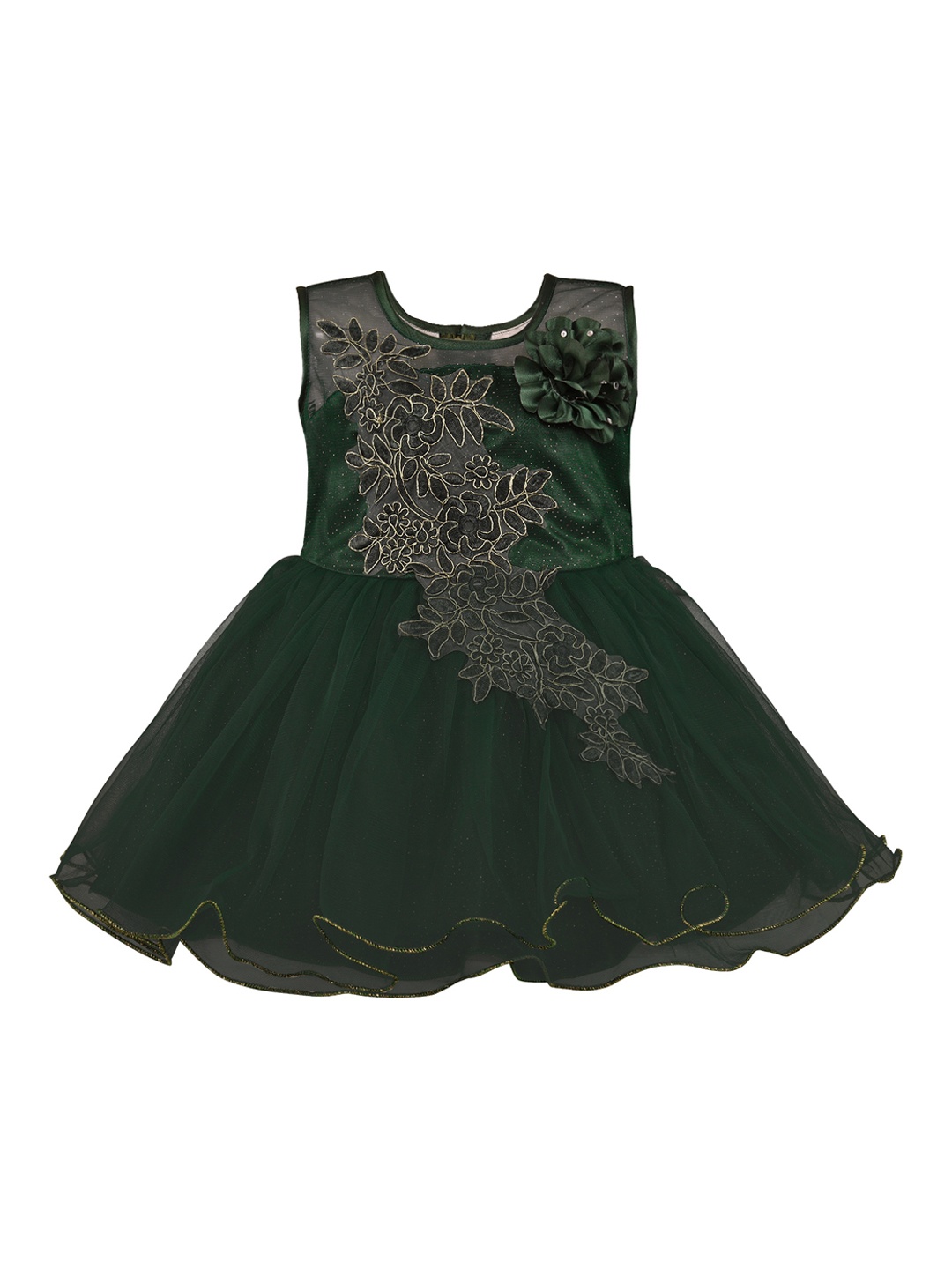 

Wish Karo Girls Green Embellished Fit and Flare Dress