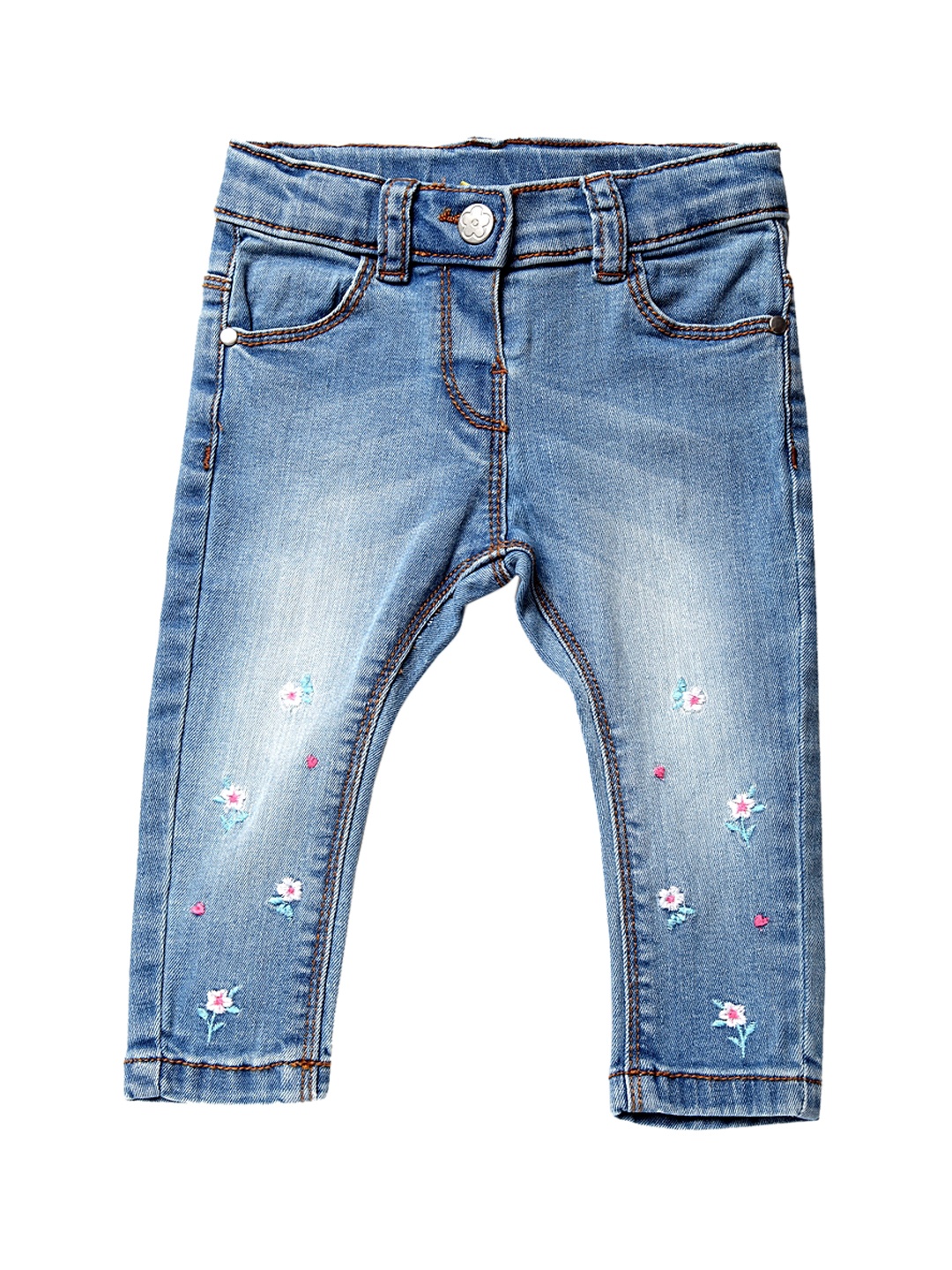 

Chicco Girls Blue Regular Fit Embroidered Regular Trousers