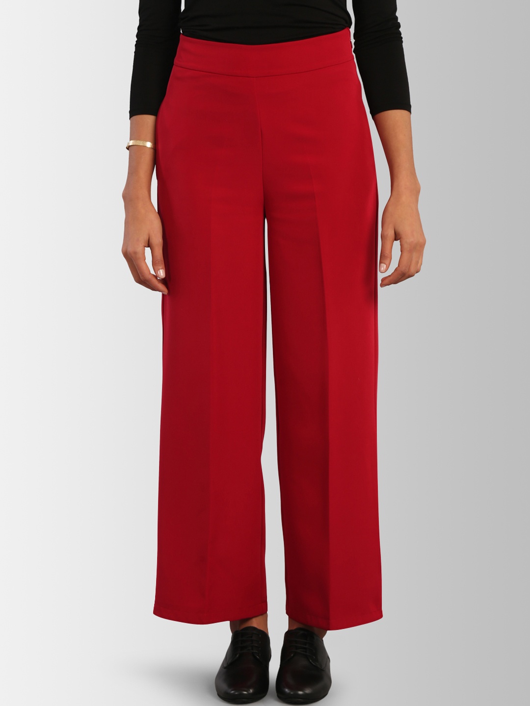 

FableStreet Women Red Flared Solid Parallel Trousers