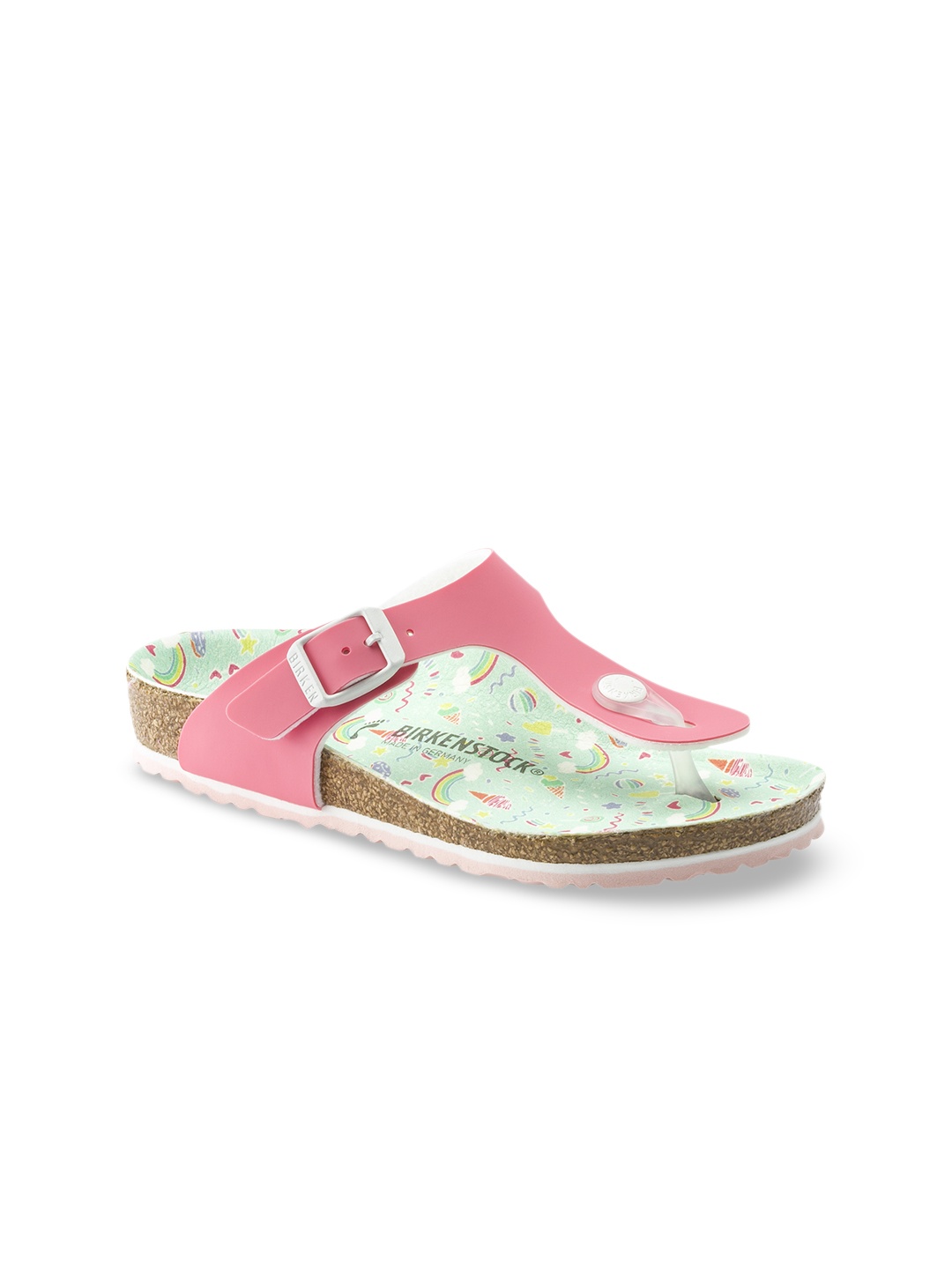 

Birkenstock Girls Pink Solid Gizeh Birko-Flor T-Strap Regular Width Flats