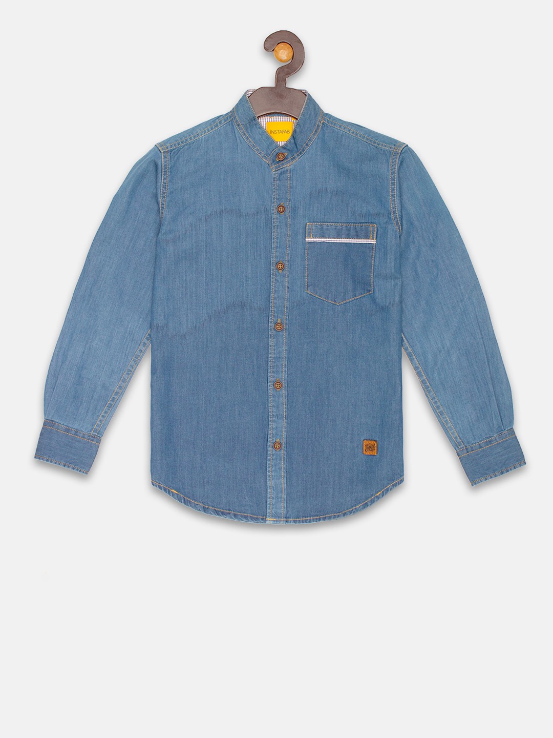 

Instafab Boys Blue Regular Fit Solid Casual Shirt