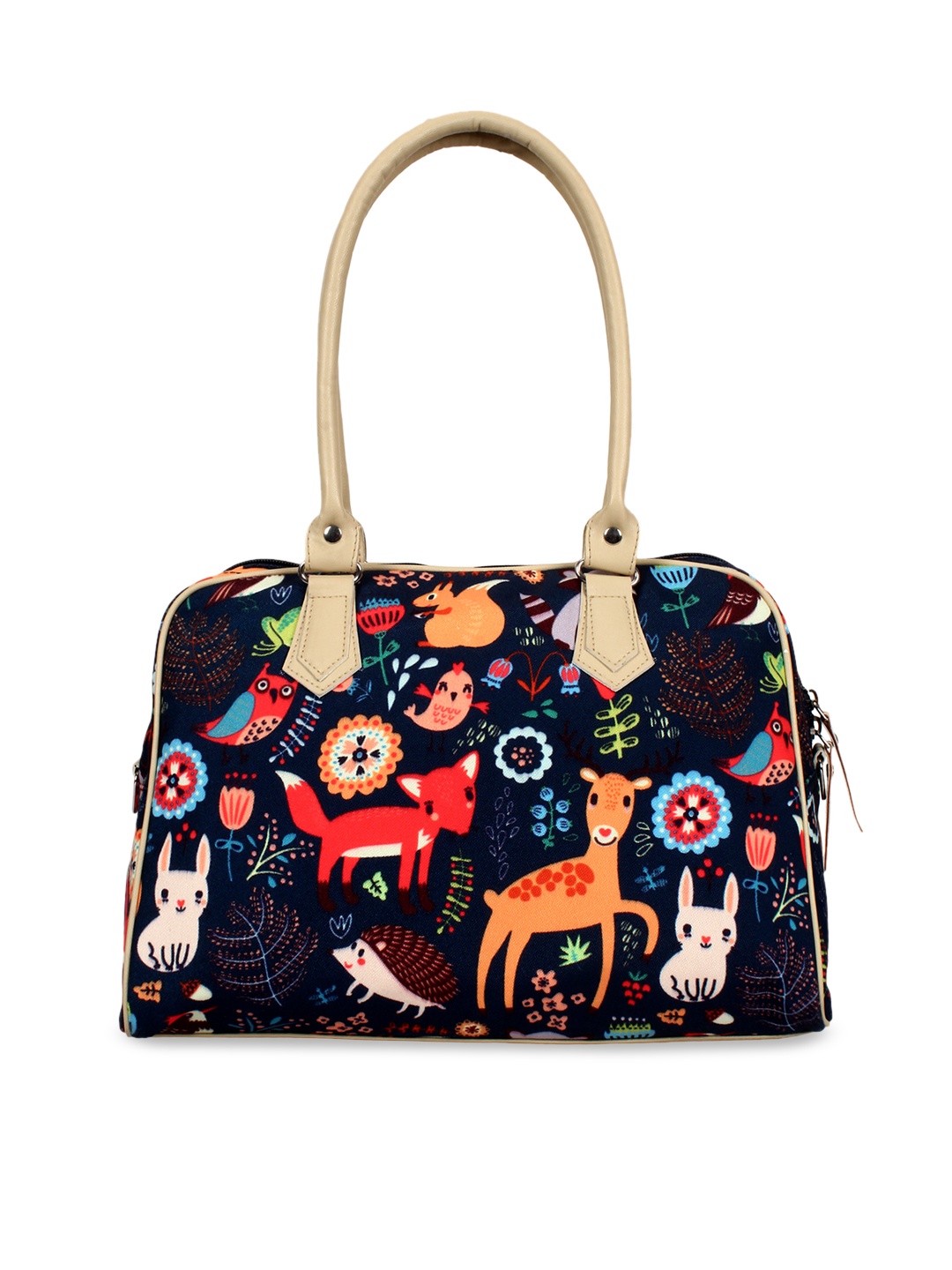 

Anekaant Navy Blue & Orange Printed Shoulder Bag