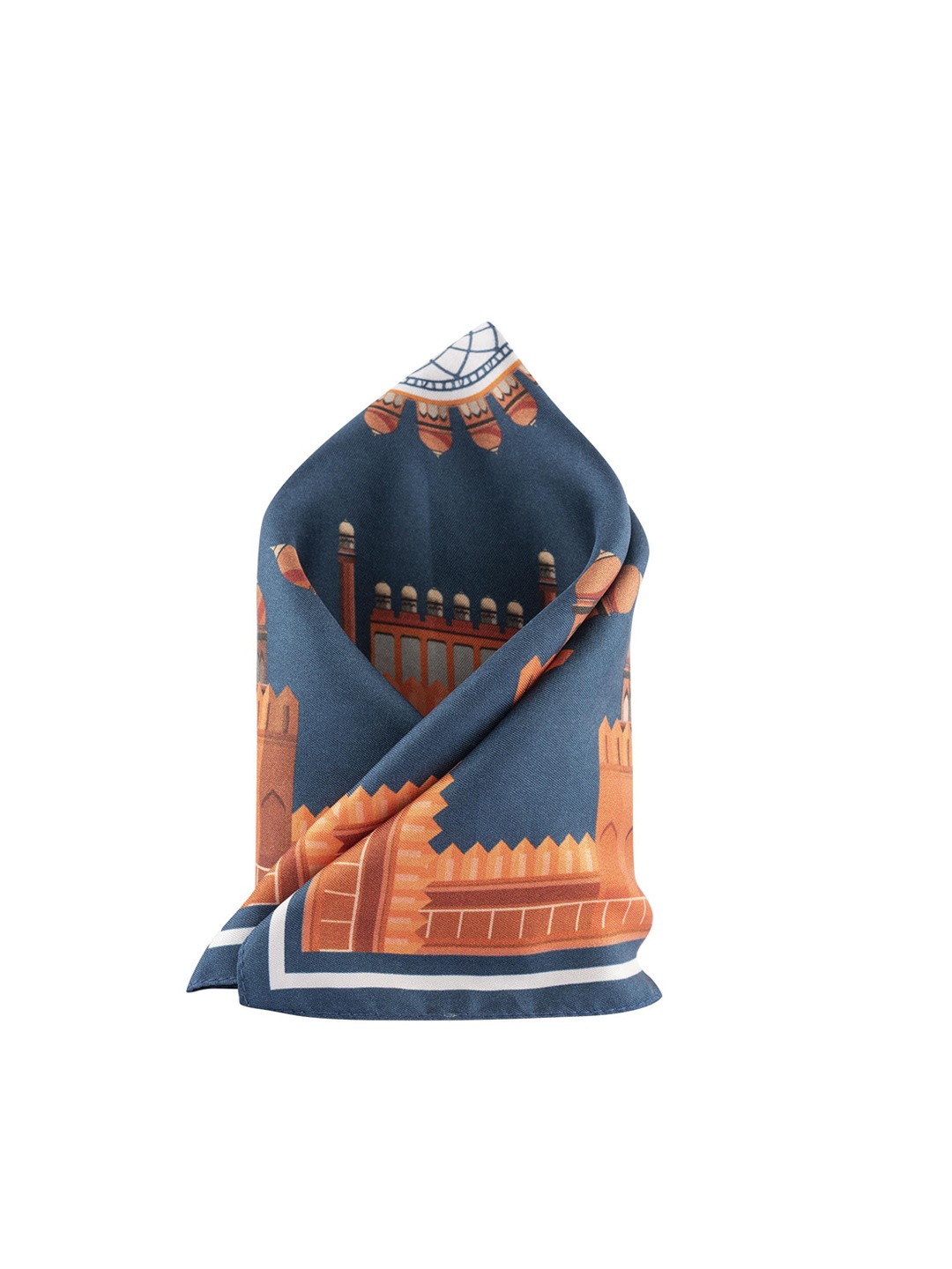 

The Tie Hub Blue & Orange Printed Silk Pocket Square