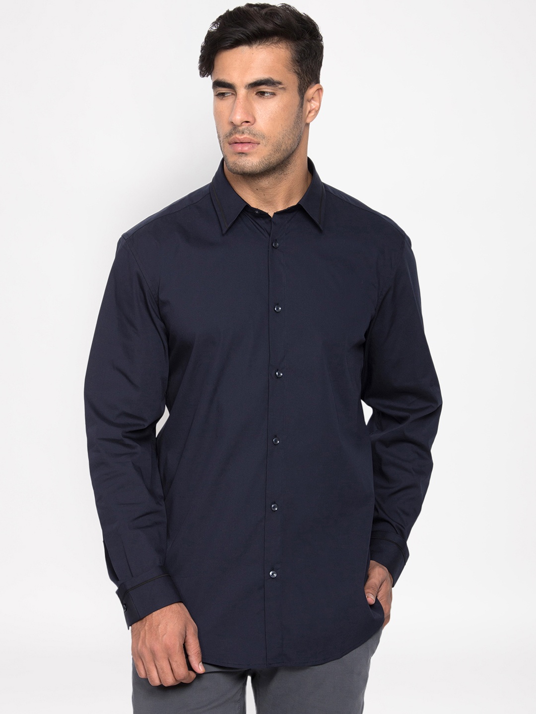 

Antony Morato Men Navy Blue Regular Fit Solid Casual Shirt