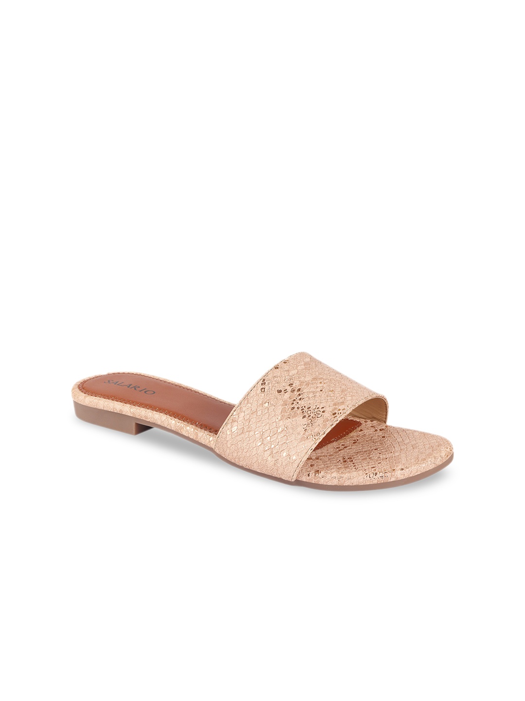 

SALARIO Women Beige Textured Open Toe Flats