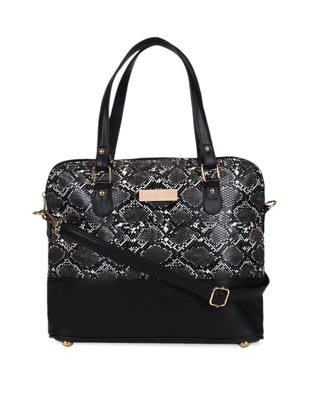 

Berrypeckers Grey & Black Printed Handheld Bag