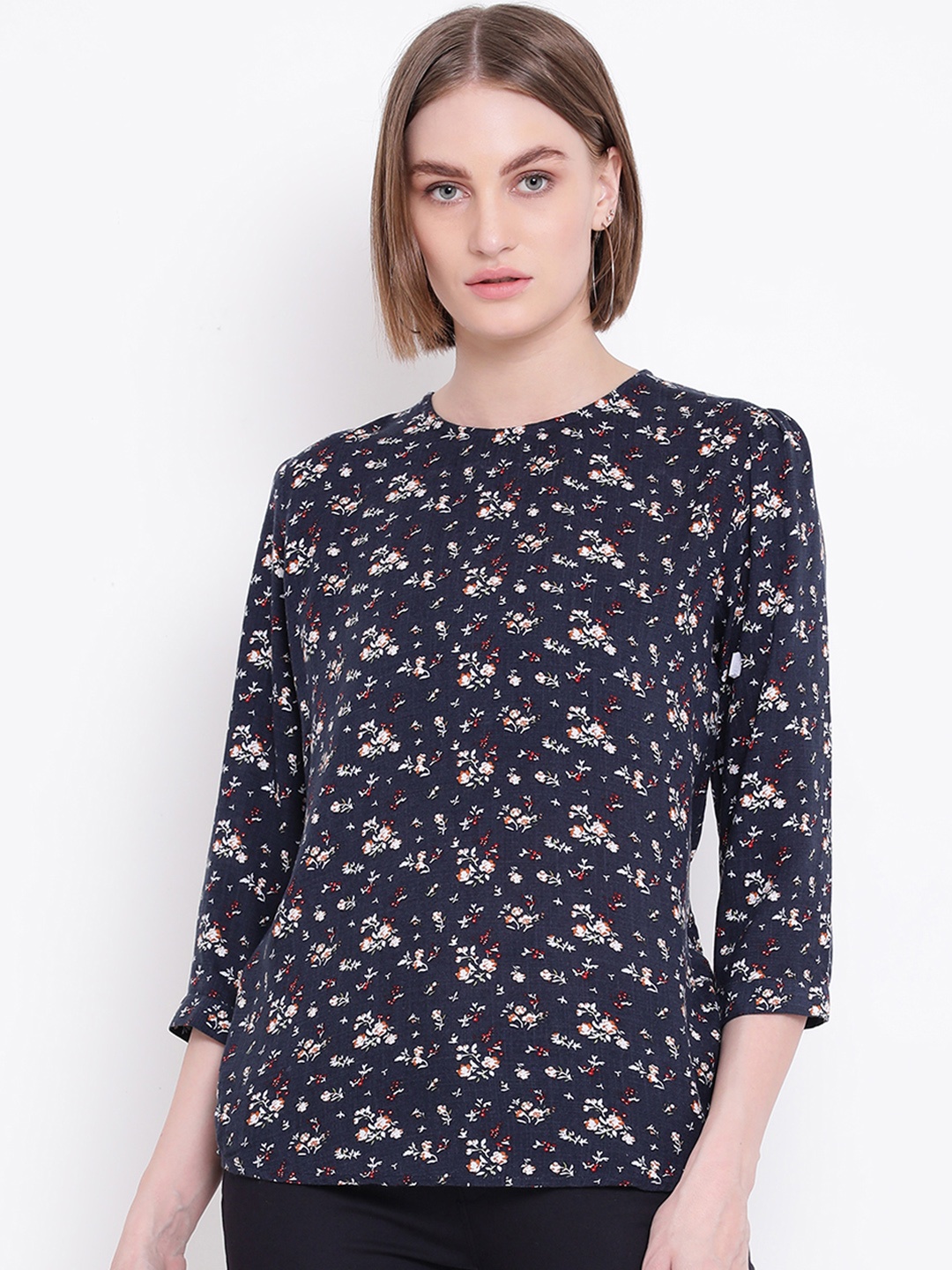 

Crimsoune Club Women Navy Blue Printed Top