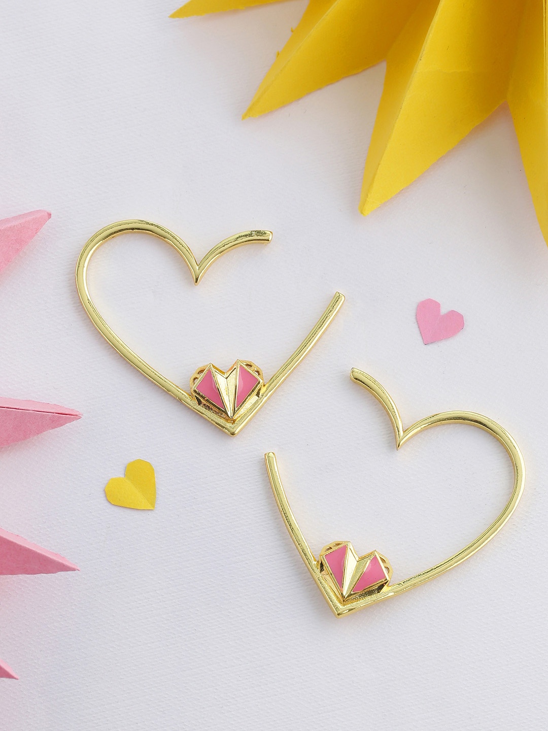 

Voylla Gold-Plated Heart Shaped Studs