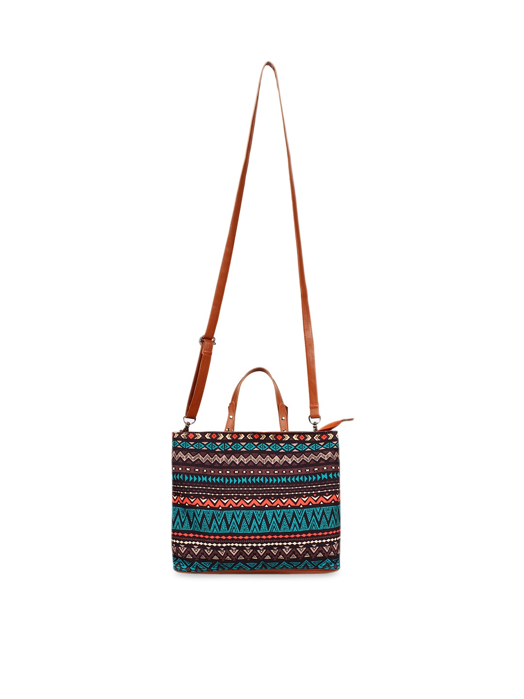

Anekaant Turquoise Blue & Orange Printed Sling Bag