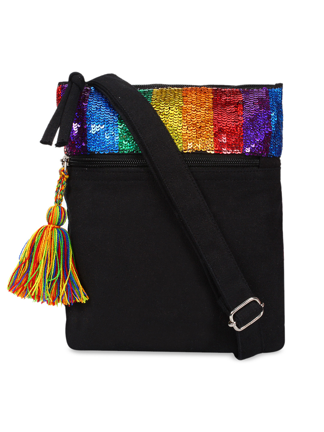 

Anekaant Black & Yellow Embellished Sling Bag