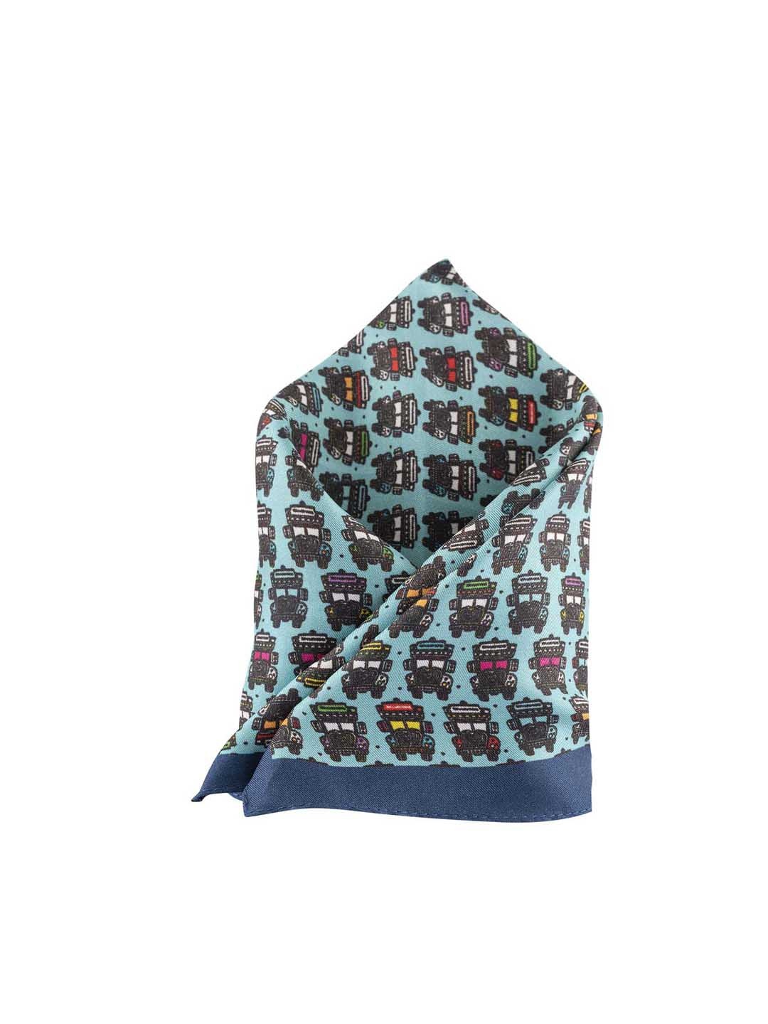 

The Tie Hub Blue Printed Silk Pocket Square