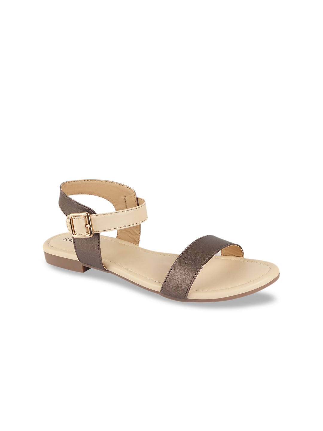 

SALARIO Women Cream-Coloured Solid Open Toe Flats