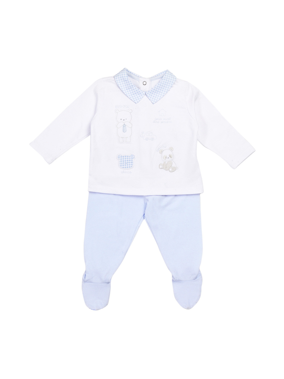 

Chicco Boys White & Blue Solid Top with Leggings