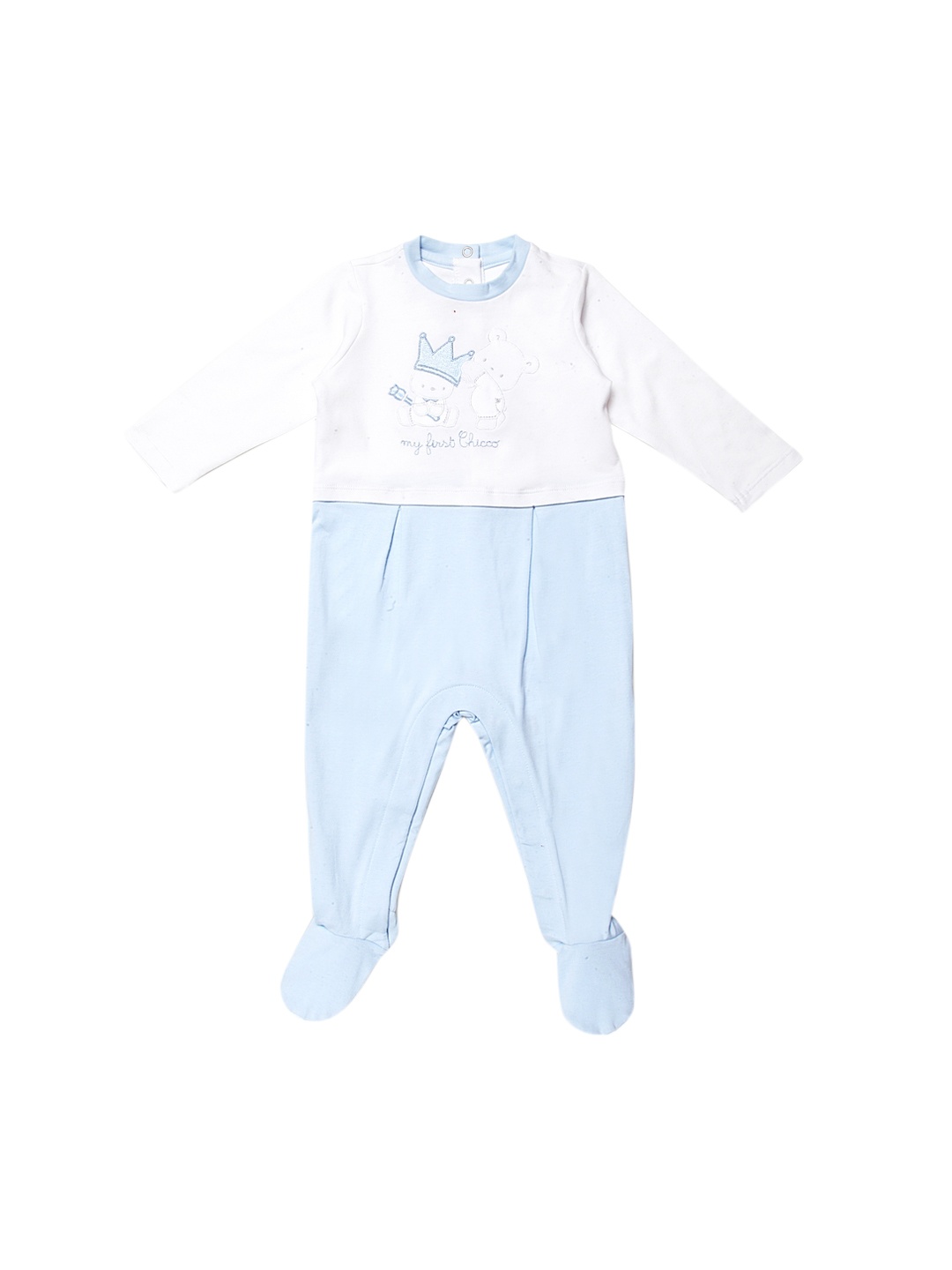 

Chicco Boys Blue & White Embroidered Sleepsuit