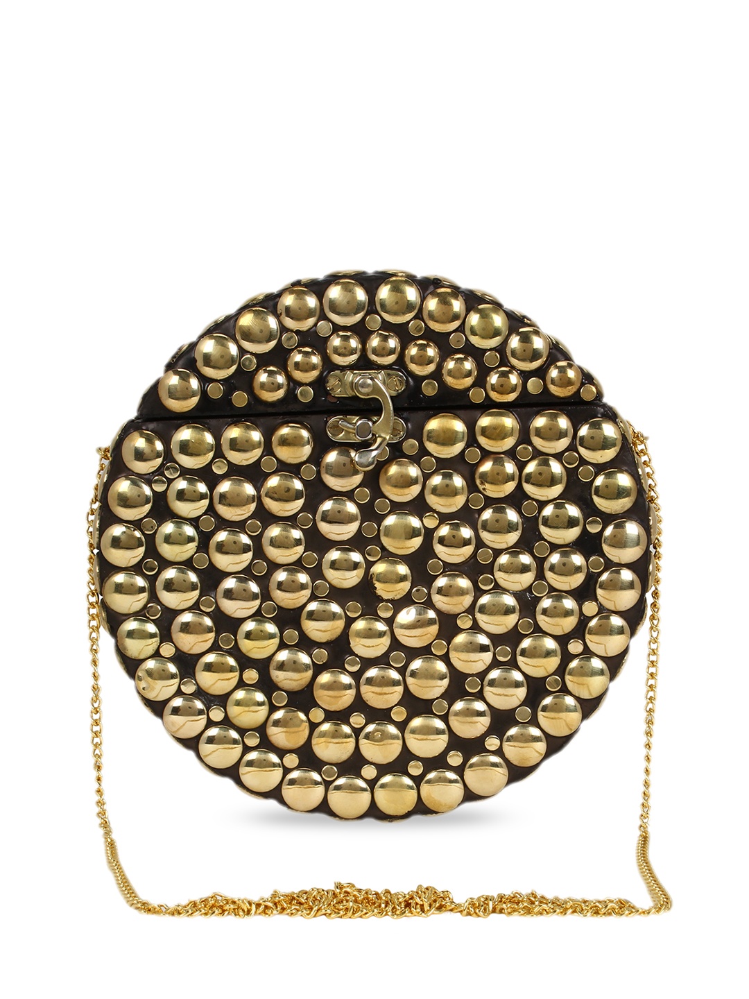 

Anekaant Black & Gold-Toned Embellished Embellished Clutch