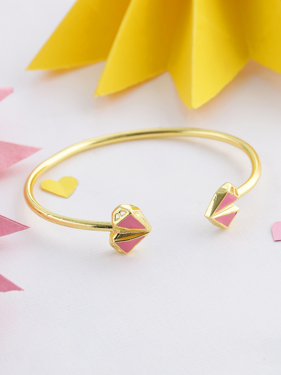 

Voylla Gold-Plated & Pink Handcrafted Cuff Bracelet