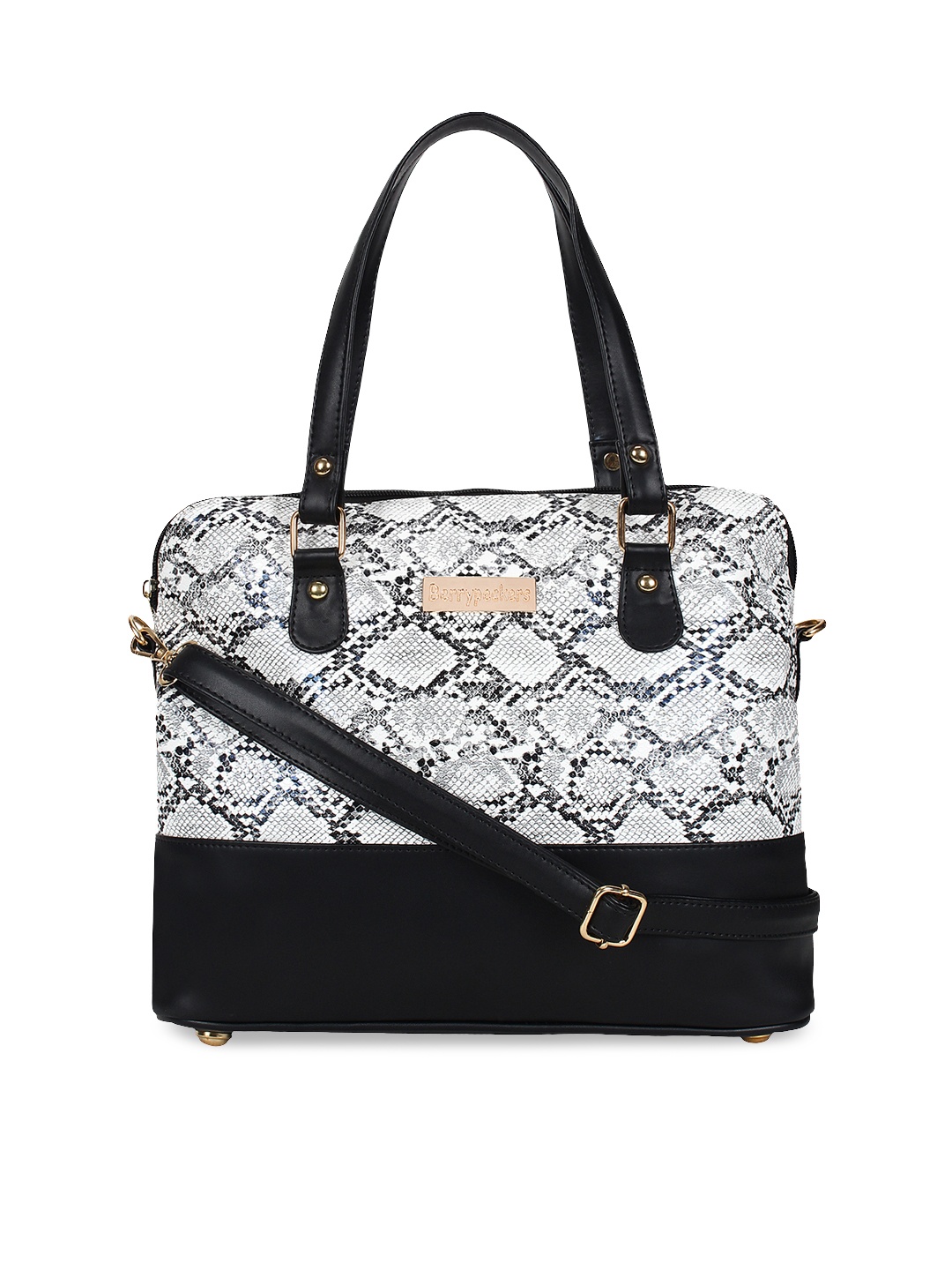 

Berrypeckers White & Black Printed Handheld Bag