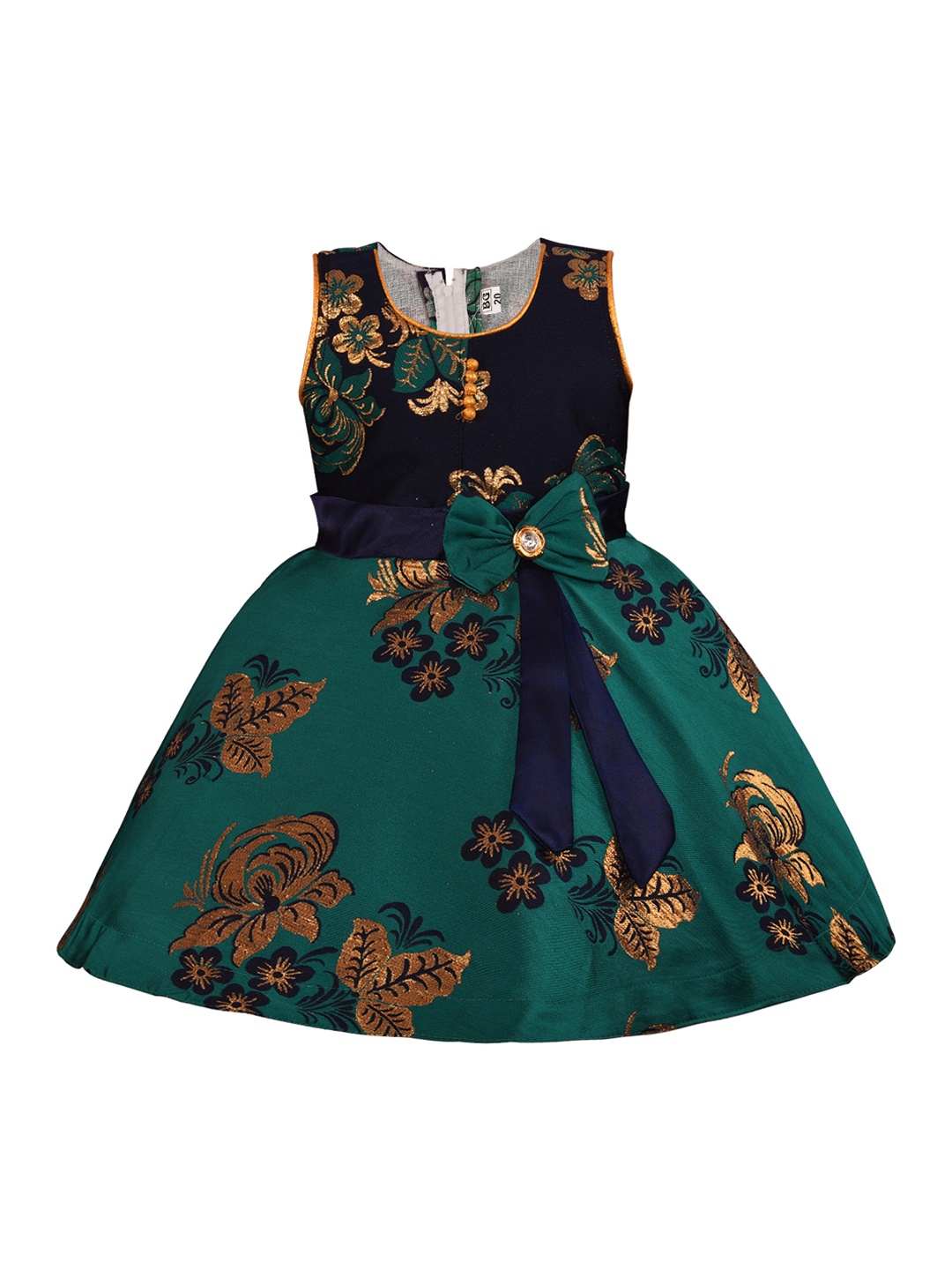 

Wish Karo Girls Green & Blue Printed Fit and Flare Dress