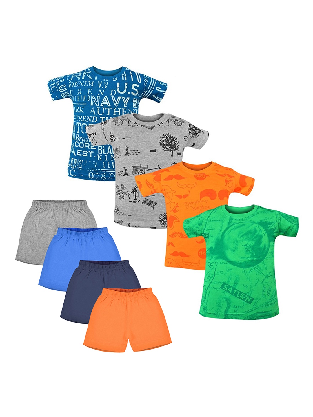 

Luke & Lilly Boys Pack of 4 Printed T-shirt with Shorts, Blue