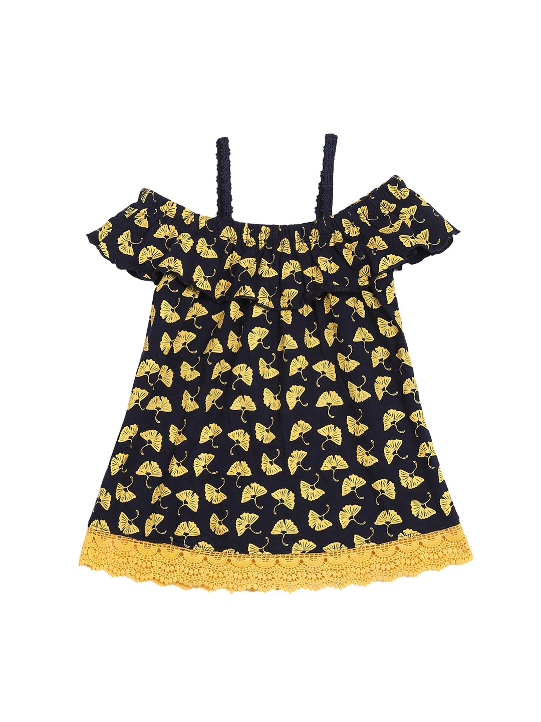 

Blue Giraffe Girls Navy Blue Printed Round Neck T-shirt