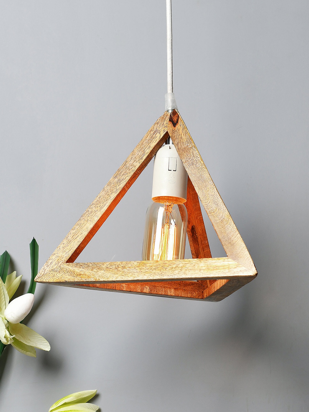 

Homesake Brown Solid Handcrafted Wooden Triangle Hanging Light