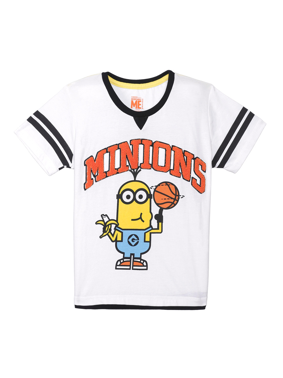 

Kids Ville Boys White Minions Printed Round Neck Pure Cotton T-shirt