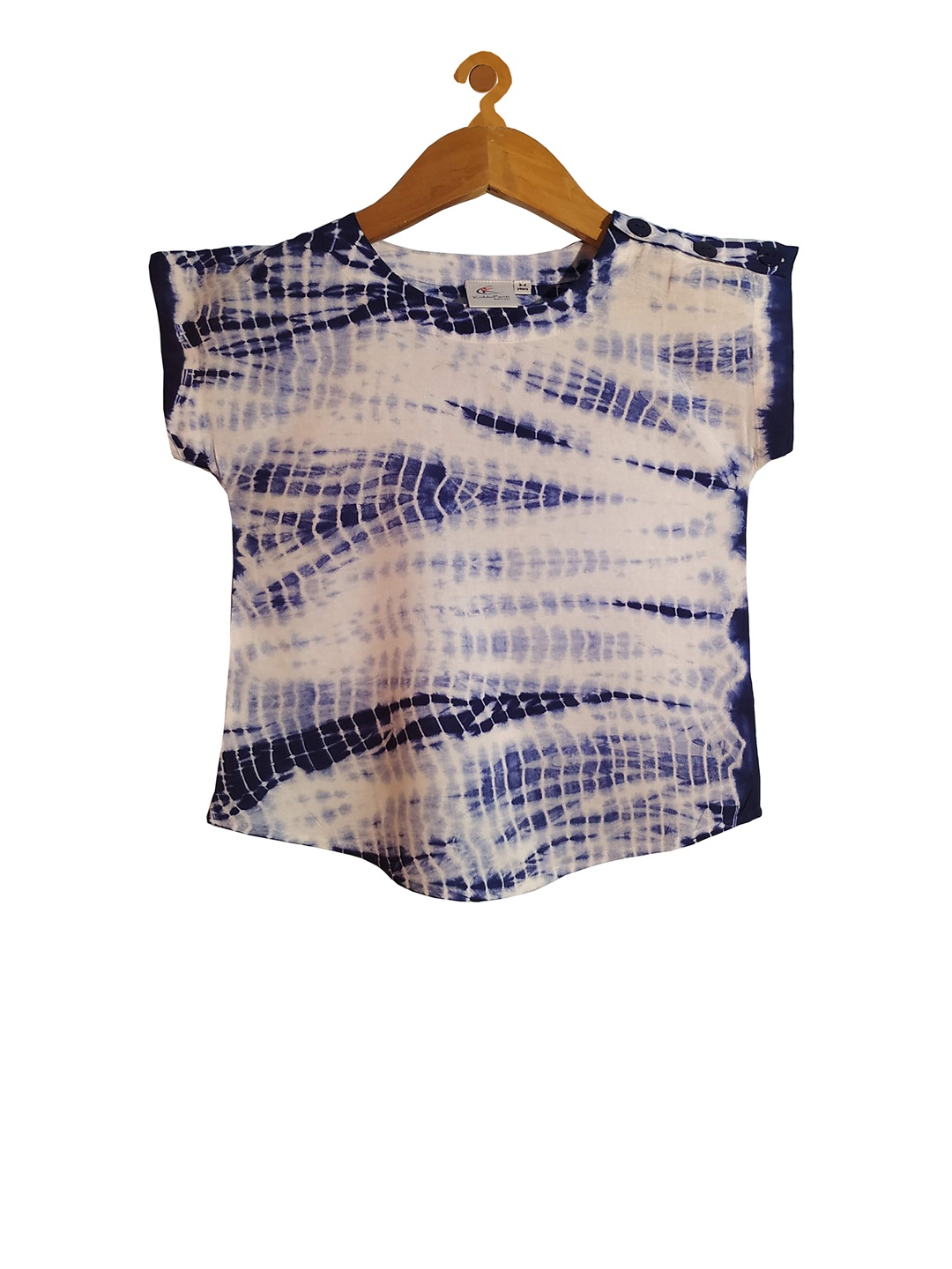 

KiddoPanti Girls Blue and White Tie & Dye Top