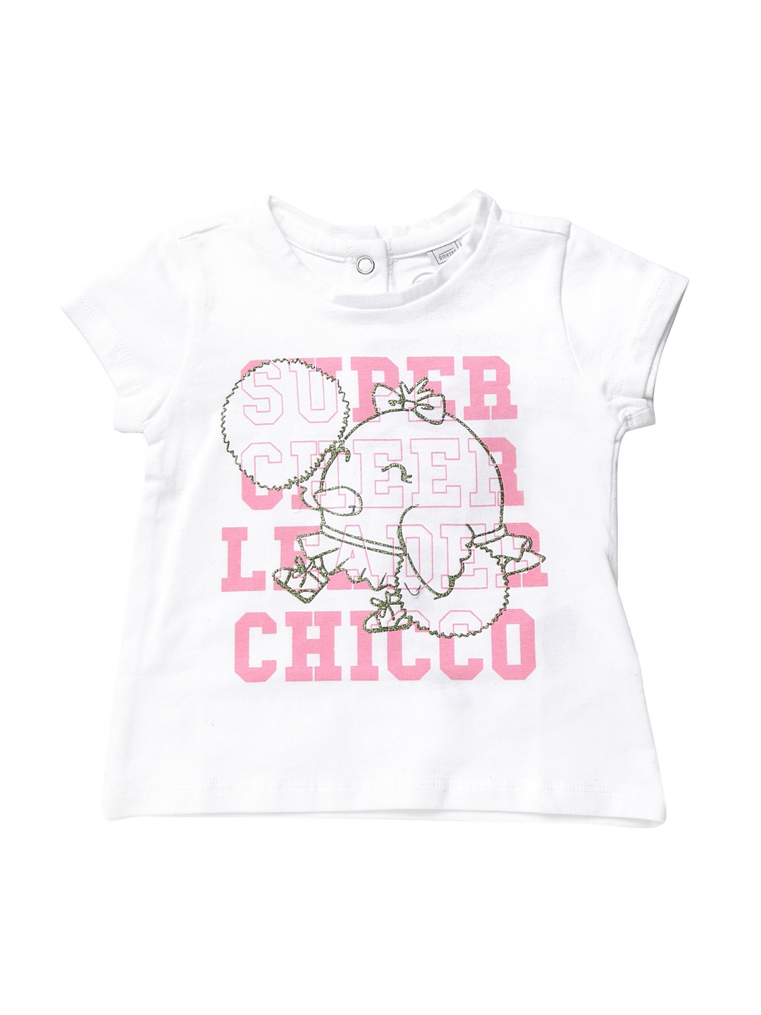 

Chicco Girls White & Pink Printed Round Neck T-shirt