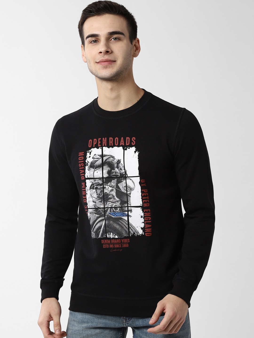 

Peter England Casuals Men Black Printed Sweatshirt