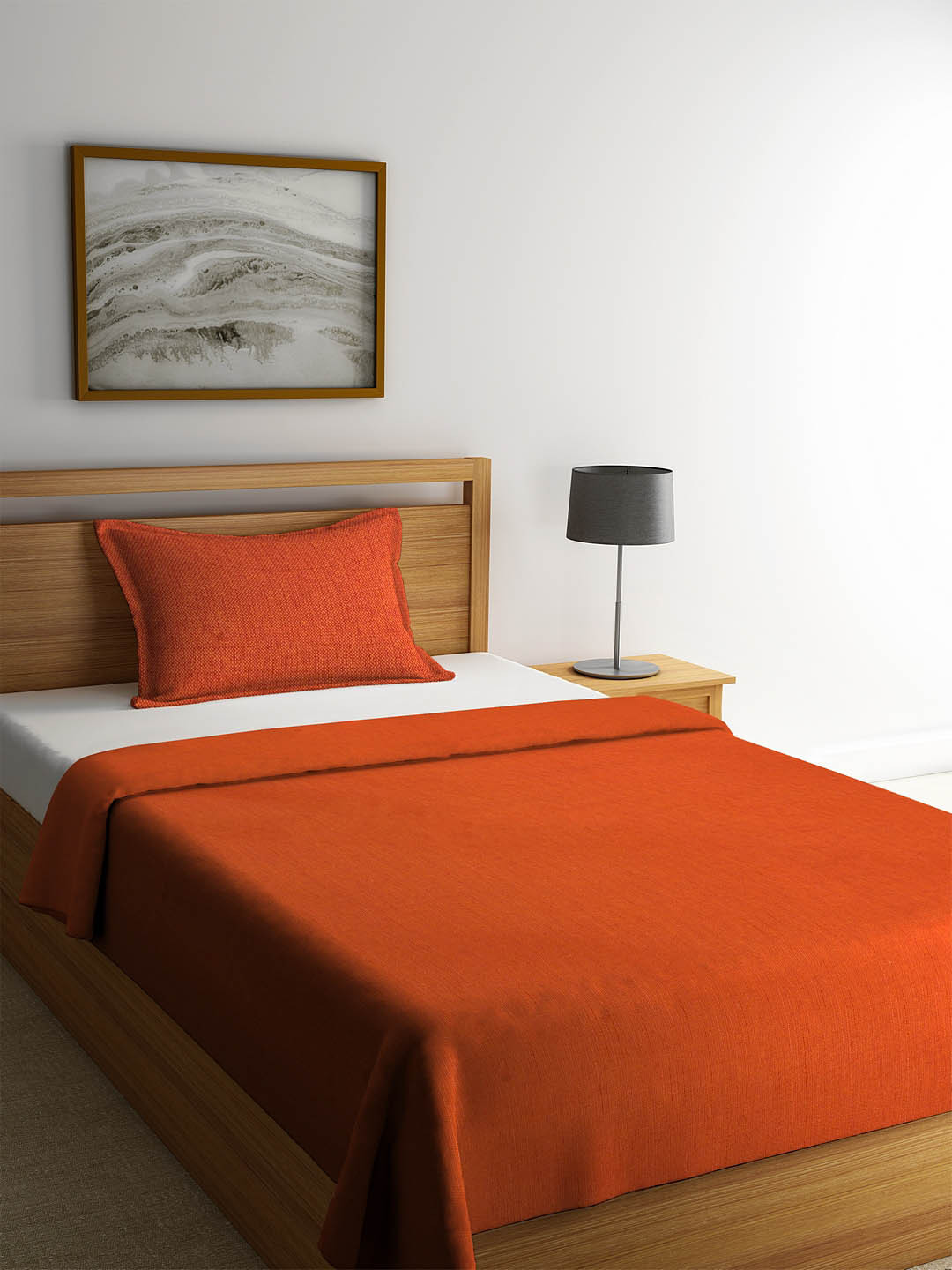 

Soumya Rust Solid Single Bed Cover With Pillow Cover