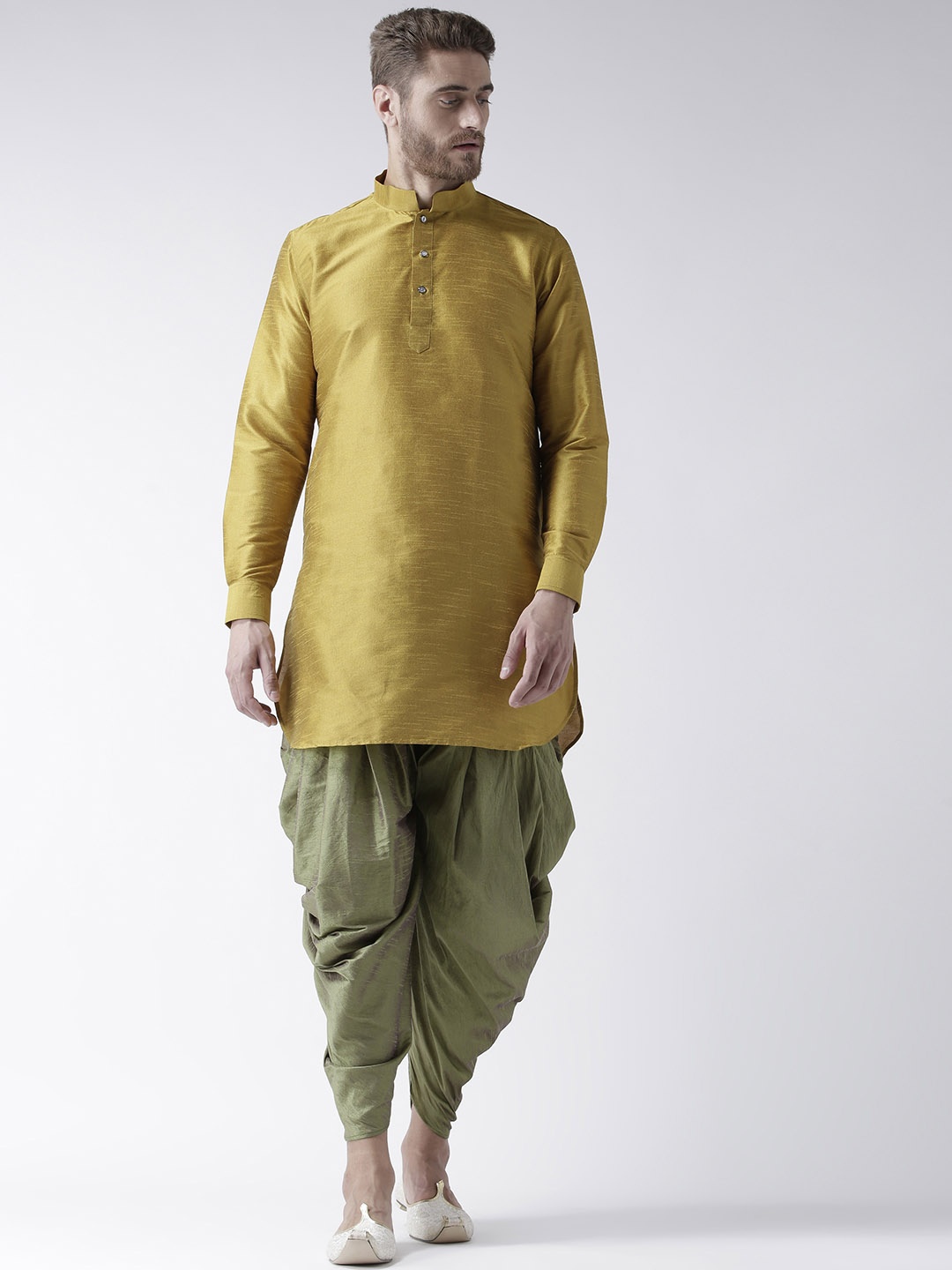 

DEYANN Men Yellow & Green Solid Kurta with Patiala