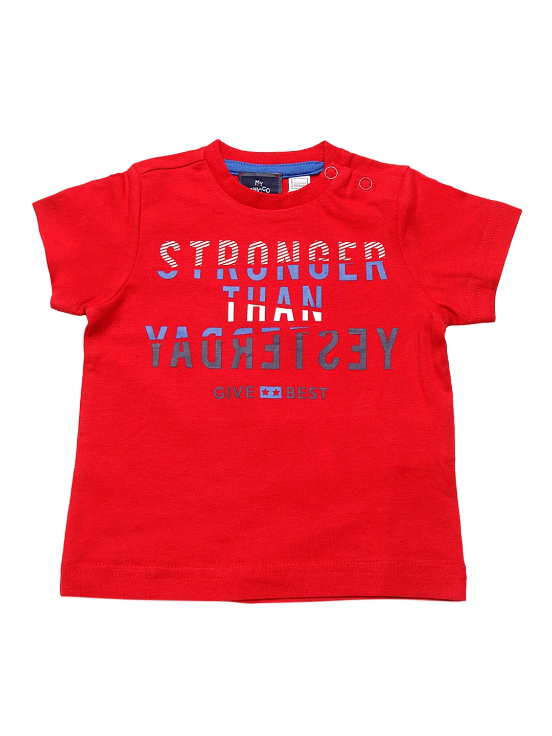 

Chicco Boys Red Printed Round Neck Pure Cotton T-shirt