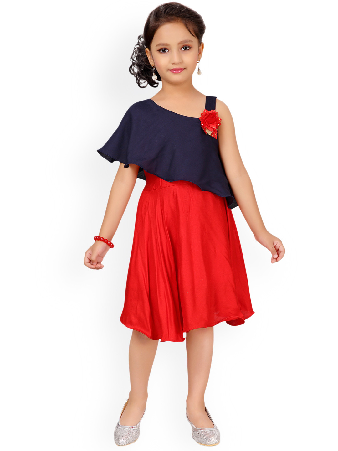 

Aarika Girls Navy Blue Colourblocked Fit and Flare Dress