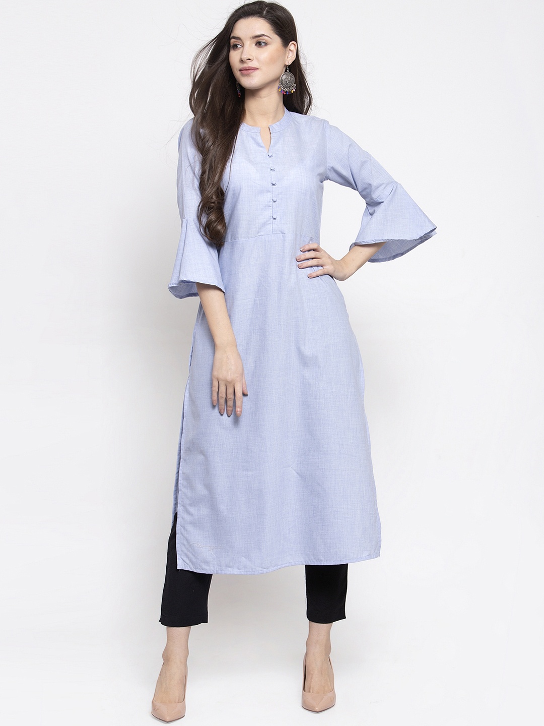 Indibelle Women Lavender Regular Pure Cotton Kurta with Trousers