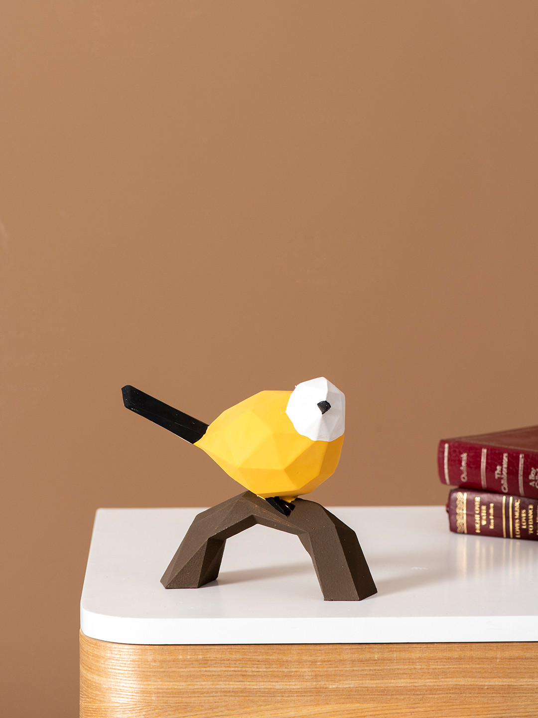 

THEDECORKART Brown & Yellow The Decor Kart Bird On A Branch Showpiece