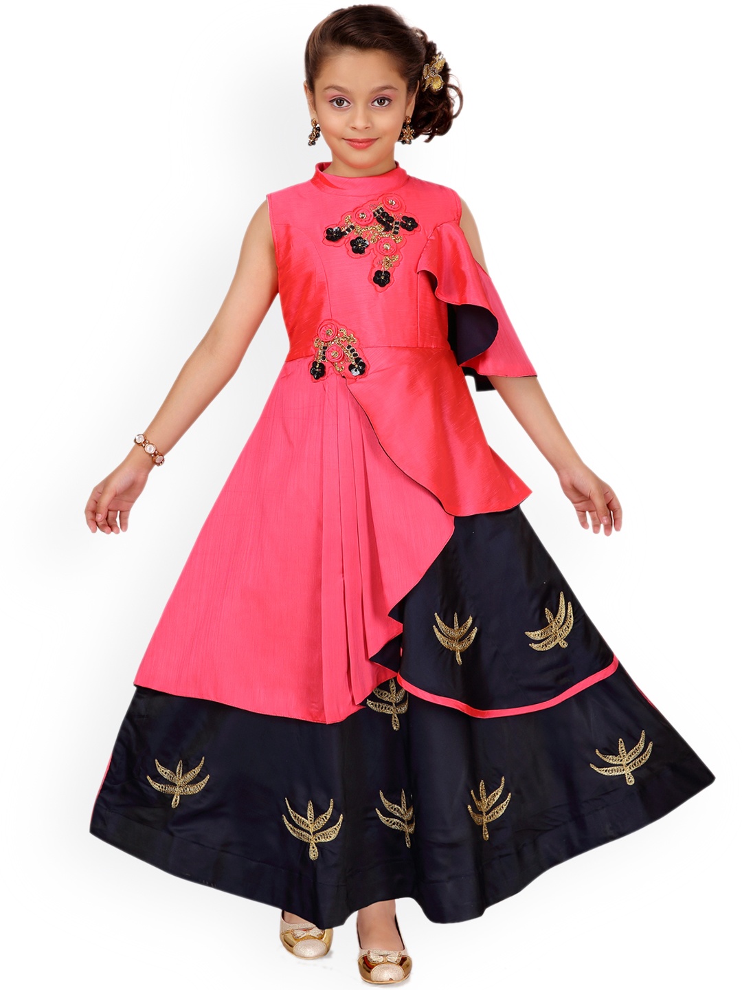 

Aarika Girls Pink Printed Maxi Dress