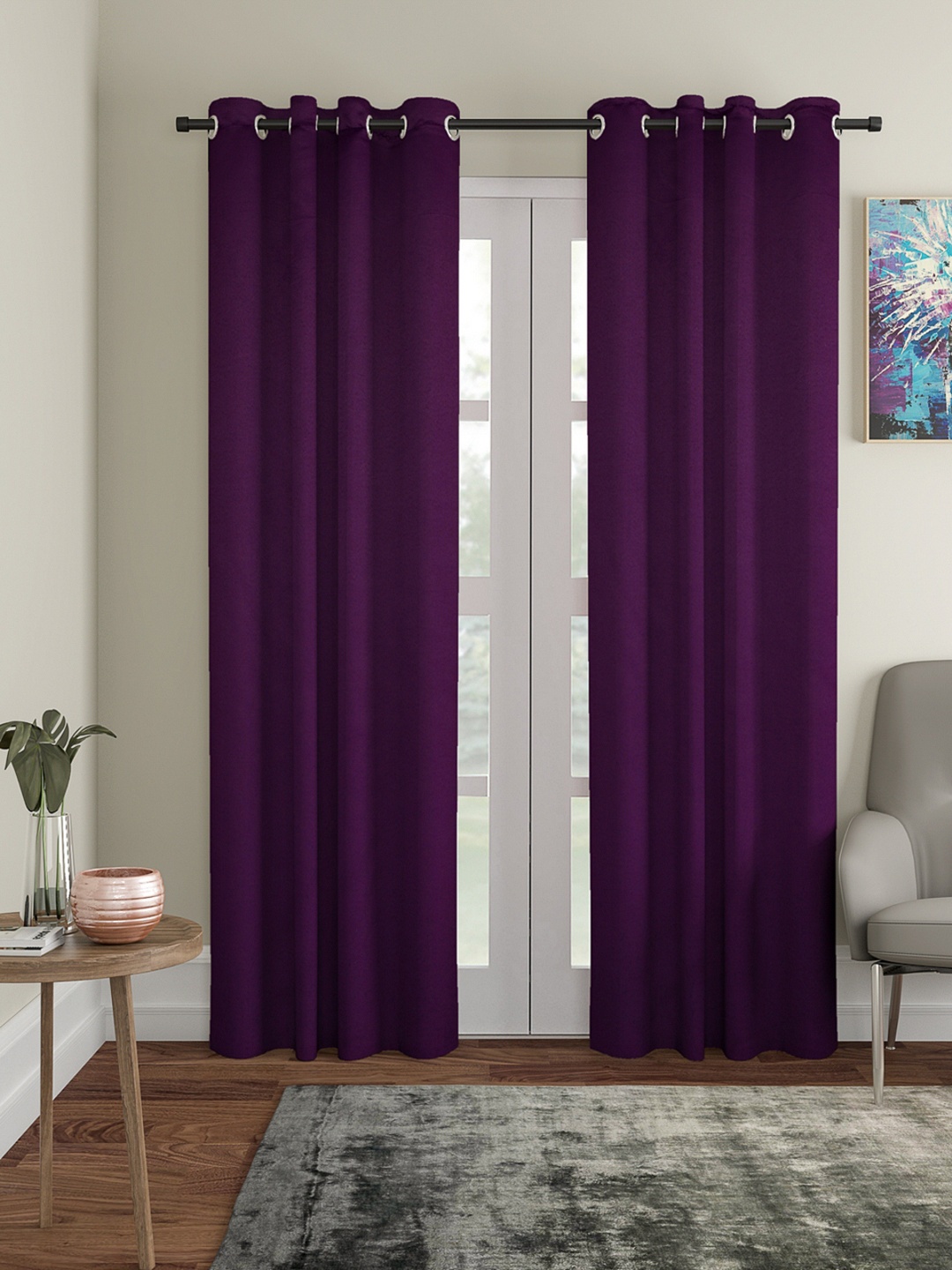 

ROMEE Set of 2 Room Darkening Door Curtains, Purple