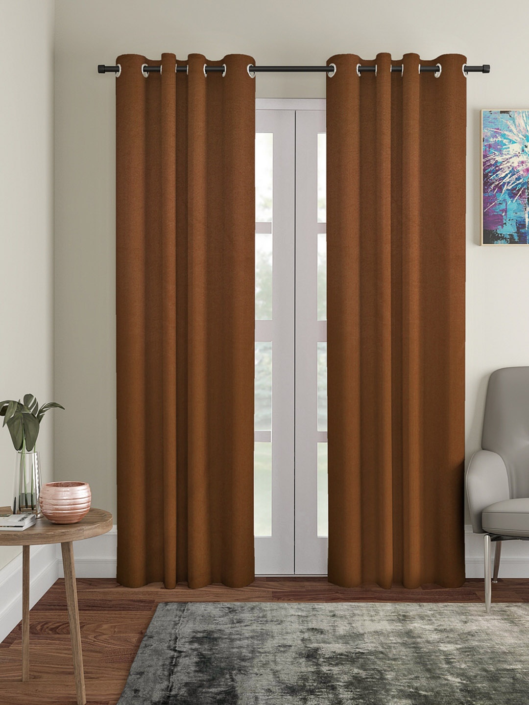 

ROMEE Set of 2 Brown Room Darkening Door Curtains