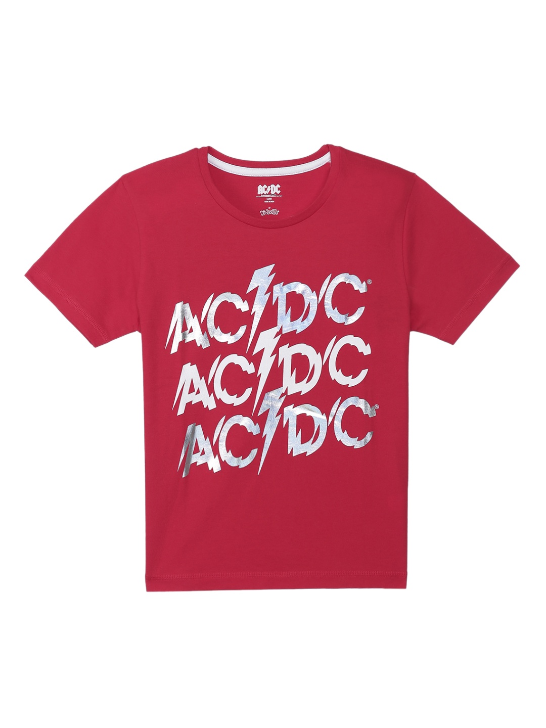 

Kids Ville Boys Red ACDC Printed Round Neck Pure Cotton T-shirt